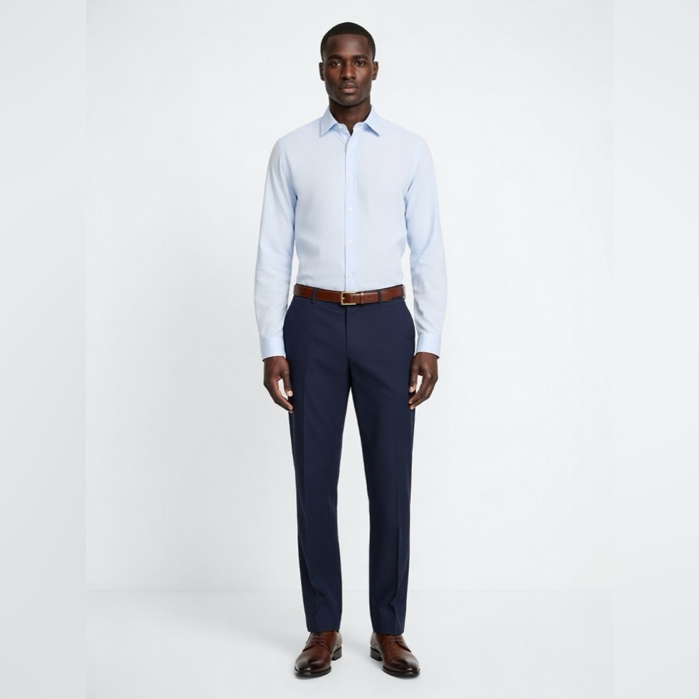 Zara Light Blue Slim Fit Button Down Long Sleeve Dress Shirt - Picture 1 of 5